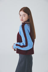 ボウクル2WAYジップアップニット / Boucle 2way Zip-up Knit [Burgundy]