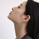 [single earring]14K gold rectangle one-touch earring (6680494145654)