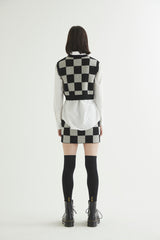 CHECKERBOARD KNIT VEST BLACK (6608604102774)