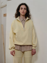 HALF ZIP SWEAT SHIRT PALE YELLOW (6594026471542)