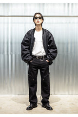クラックコーテッドデニムMA-1ジャンパー / CRACK COATED DENIM MA-1 JUMPER