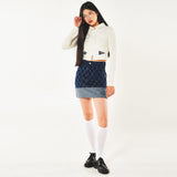 フェンススイングデニムミニスカート / FENCE SWING DENIM MINI SKIRT (BLUE)