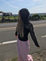 Lib hood crop zip up Knit 