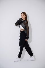 メッシュクロスクロップスウェットシャツ/TOP(9368) Mesh Cross Crop Sweatshirt