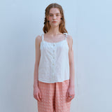 レースストラップノースリーブトップ / LACE STRAP SLEEVELESS TOP, WHITE