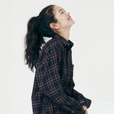 レイラフラフチェックシャツ / Layla endless love Fluff Mood Check shirt S24 Navy (6550278176886)