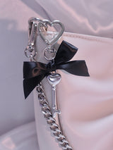 Black Ribbon Heart Key Keyring