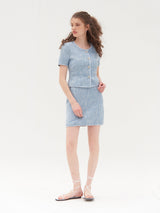 スージーツイードミニスカート/SUZY TWEED MINI SKIRT_BLUE