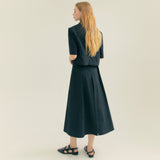 コットンプリーツAラインスカート / Cotton Pleats A-Line Long Skirt (Black)