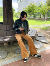 スエードスリムブーツカットパンツ
