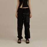デストロイドデニムスウェットパンツ/Destroyed Denim Sweatpants_Black