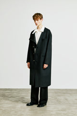 collarless front cover coat black (6615480959094)