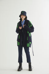 CHECKERBOARD ROBE CARDIGAN NAVY (6613774139510)