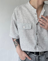 CR ツイードラウンドハーフシャツ / CR Tweed Round Half Shirt (2 colors)
