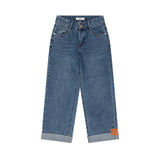 ストレートフィットロールアップエンブロイダリーデニムパンツ / STRAIGHT FIT ROLL UP EMBROIDERY DENIM PANTS [6863]
