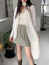 スプリングリネンプリーツロングスカーフマフラー / Spring Linen Pleated Long Scarf Muffler