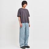 BANDING WIDE DENIM PANTS LIGHT BLUE
