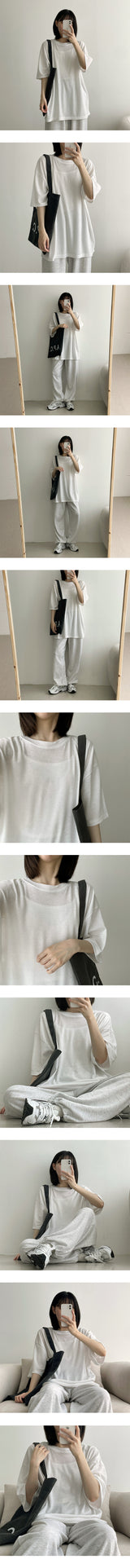 ランダーリネンラウンド半袖ニット / Lander linen round short-sleeved knitwear