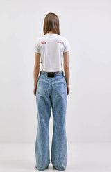 セミブーツカット ワイド ピンタック デニムパンツ /  CHARMS SEMI BOOTCUT  WIDE PINTUCK DENIM PANT BL