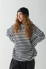 ストライプハイネックプルオーバー / BSR2223FWPO025 STRIPE HIGH NECK PULLOVER BLACK