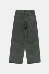 Incision snap cover wide denim pants