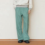 チェッカーボードバンディングパンツ/CHECKERBOARD BANDING PANTS_GREEN CREAM