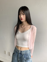 アガブレースクロップナッシュキャミソール / Agave lace cropped sleeveless sleeveless