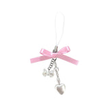 [Handmade] Pink satin ribbon phone keyring