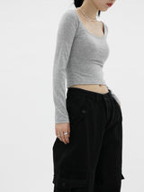 ヒーラインUネックTシャツ / Healline U Neck T-shirt (4color)