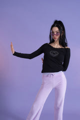 オフショルダーラインストーントップ/Off Shoulder Rhinestone Top (4397427785846)