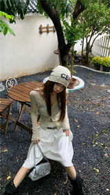 Oatmeal Long Sleeve Strap Top (with Inner)