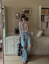 ソルトワイドデニムパンツ / Salt mufa wide denim pants (2 color)