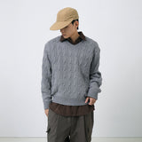 ケーブルVネック長袖ニット6color