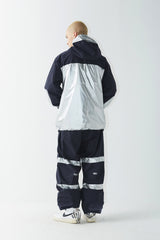 ウィンドブレーカーフーデッドステッチジャケット/BSR2223FWJK034 MMM WINDBREAKER HOODED STRETCH JACKET SILVER/NAVY
