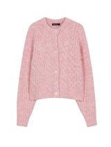 ラウンドネックフィッシャーマンクロップカーディガン PINK
