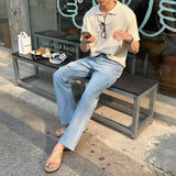アンダーブックルオープンカラーショートスリーブニットウェア / Ander Bookle Open Collar Cool Short-Sleeved Knitwear (4 colors)