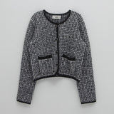 (JK-2926)BOUCLE TWEED-LIKE KNIT JACKET