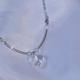 heart bar transparent beads necklace