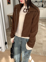 Heelan corduroy golden collar crop blouson jacket