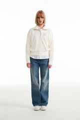 チェリーハイネックハーフジップアップ／CHERRY HIGH NECK HALF ZIP UP [IVORY]