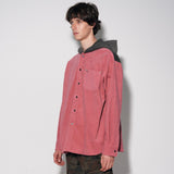 コーデュロイシャツフーディー / corduroy shirt hoodie [pink]