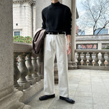 LMN Retro Semi Wide White Jeans (white)