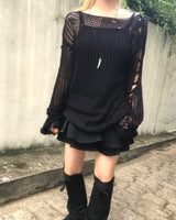 ビンテージパンクダメージロングニットウェア