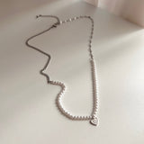 juro サージカルスチールパールハートスマイルキッチュレイヤードショートネックレス / juro Surgical Steel Pearl Heart Smile Kitch Layered Short Necklace