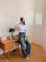 シンプルクロップ半袖Tシャツ