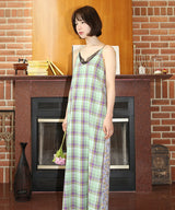 ミントチェック&フラワードレス / mint check & flower dress (4506536804470)