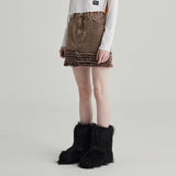 BROWN COLOR CANCAN SKIRT
