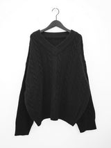 ウールビッグツイストV-ネックニット / Wool big twist V-neck knit (6color)