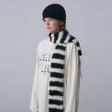 HAIRY KNIT MUFFLER, BLACK+IVORY
