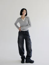 セニティーカーゴパンツ / no.5184 Senity Cargo Pants - Black denim